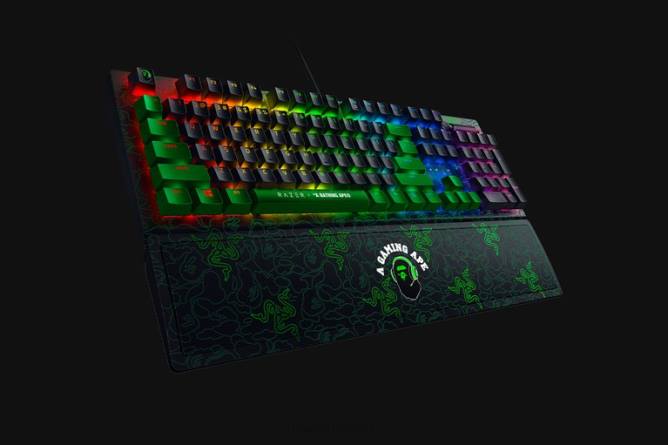 jp Razer X *A Bathing Ape ブラックウィドウ v3 - グリーン スイッチ - 米国 緑 PN8260 キーボード